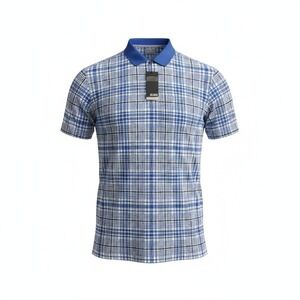 Sligo Wear Men's XL Blue Plaid Polo‎ Shirt UPF 40 Moisture Wicking NWT